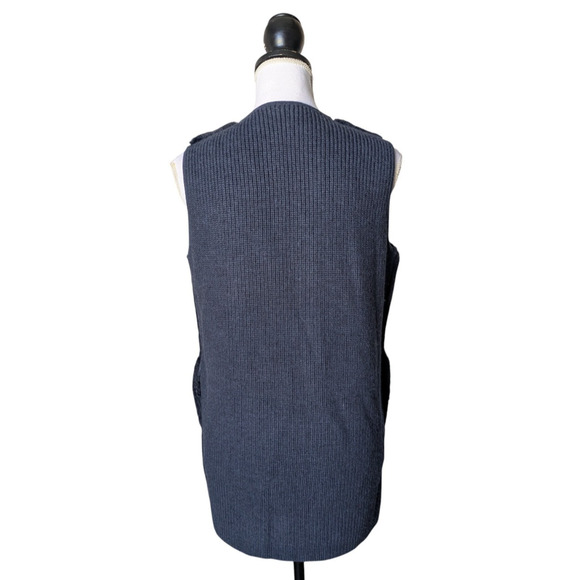 J McLaughlin Navy Blue Lolan Faux Fur Knit Back Vest Sweater Size Small Toggle - Picture 2 of 7